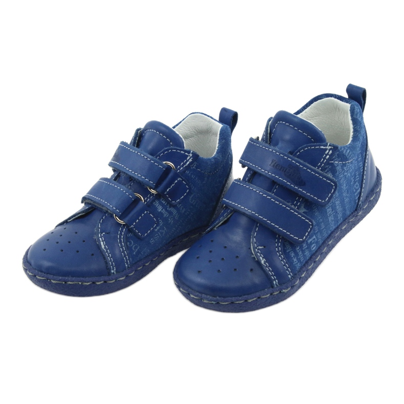Sapatos de couro para menino com Velcro Ren But 1429 azul 3