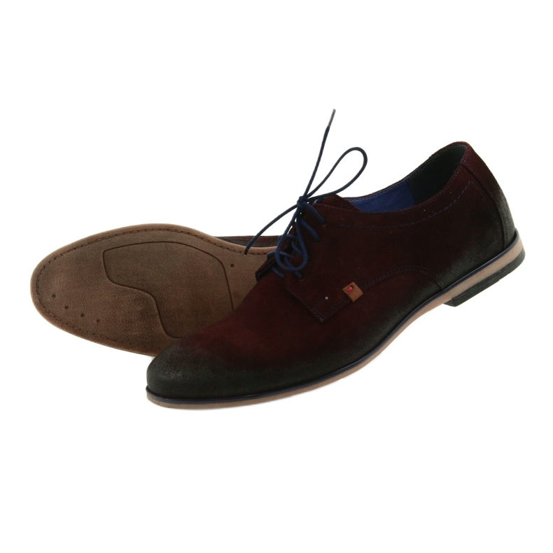 Sapatos masculinos de camurça Nikopol 1709 cor de vinho vermelho 5