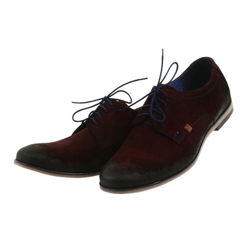 Sapatos masculinos de camurça Nikopol 1709 cor de vinho vermelho 3