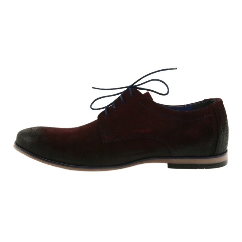 Sapatos masculinos de camurça Nikopol 1709 cor de vinho vermelho 2