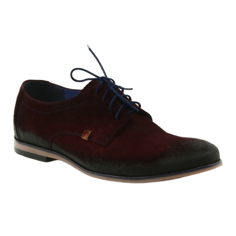 Sapatos masculinos de camurça Nikopol 1709 cor de vinho vermelho 1