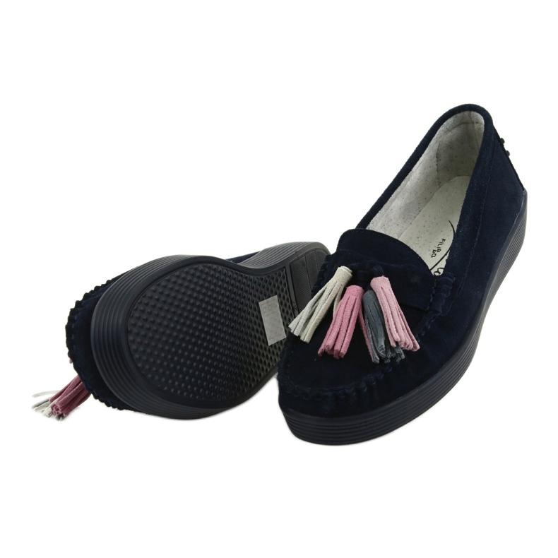 Mocassins femininos de camurça Filippo 661 azul marinho 5