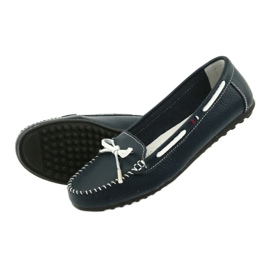Mocassins de couro feminino Filippo 141 azul marinho branco 5