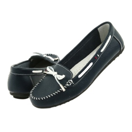 Mocassins de couro feminino Filippo 141 azul marinho branco 4