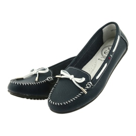 Mocassins de couro feminino Filippo 141 azul marinho branco 3