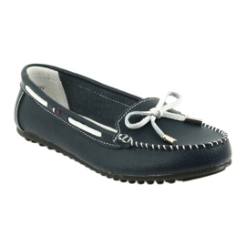 Mocassins de couro feminino Filippo 141 azul marinho branco azul-marinho 1
