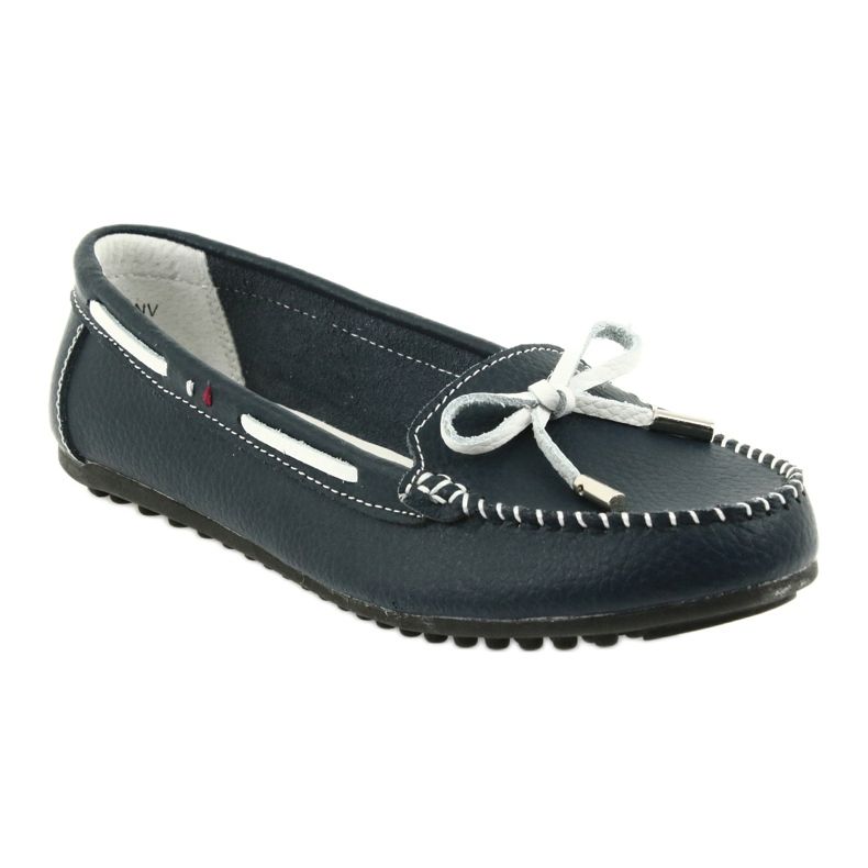 Mocassins de couro feminino Filippo 141 azul marinho branco azul-marinho 1