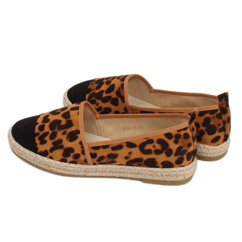 Alpargatas femininas 888-15 Leopard preto castanho multicolorido 1