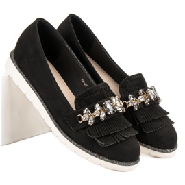 Lucky Shoes Mocassins com enfeites preto 1