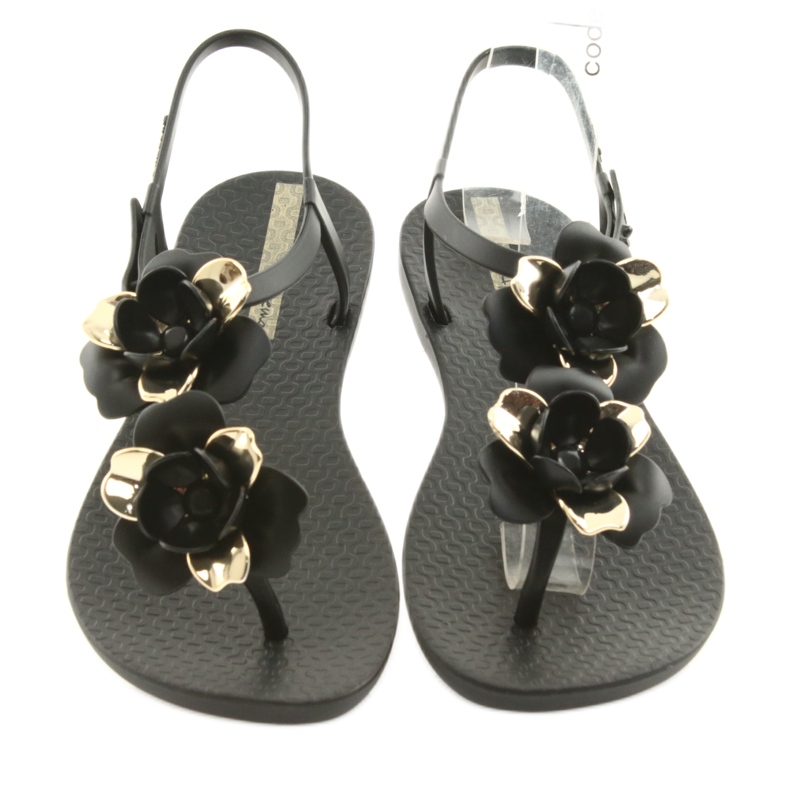 Sapatos femininos sandálias Ipanema com flores 82662 preto amarelo 4