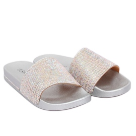 Chinelos prateados com zircônia cúbica BG21P Prata cinza 2
