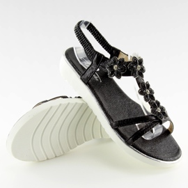 Sandálias confortáveis ​​com flores pretas 127-58 Preto II-GAT 2