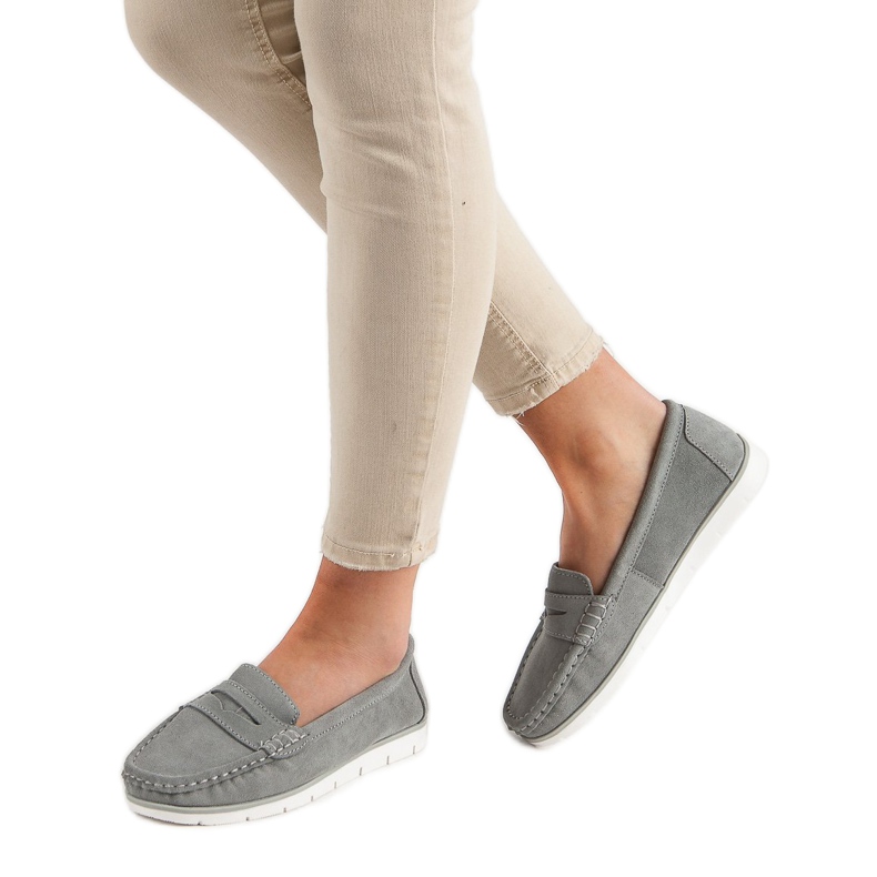 Mocassins de couro VINCEZA cinza 2