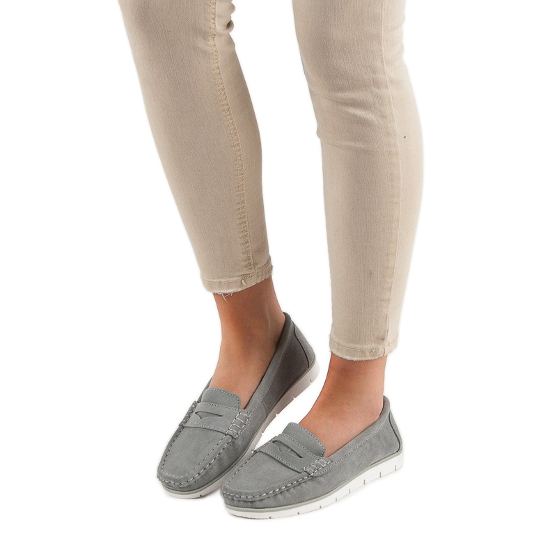 Mocassins de couro VINCEZA cinza 1