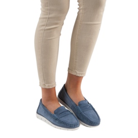 Mocassins de couro VINCEZA azul 1