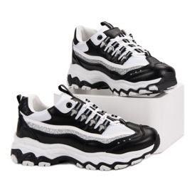 Tênis Com Brilho branco preto 2