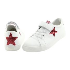 Big Star Tênis de velcro estrela grande 374102 branco vermelho 4