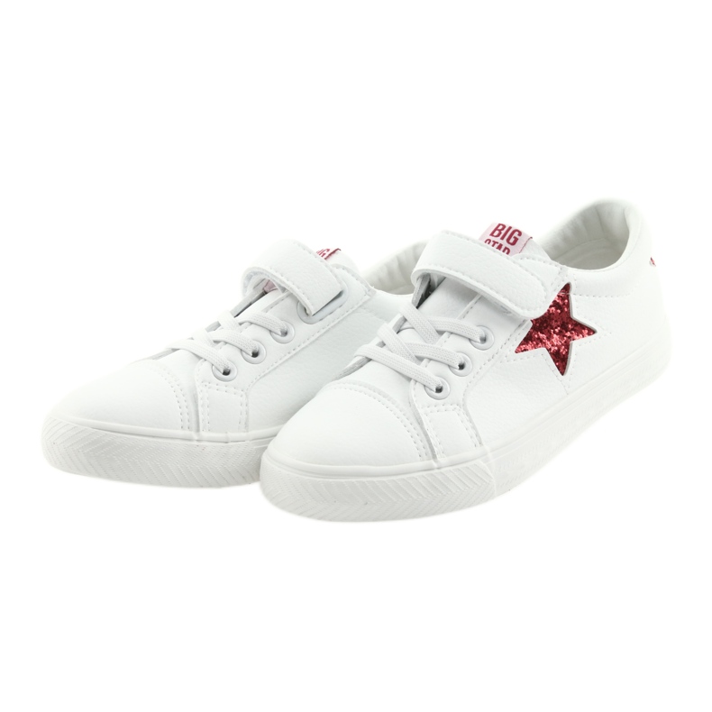 Big Star Tênis de velcro estrela grande 374102 branco vermelho 3