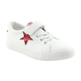 Big Star Tênis de velcro estrela grande 374102 branco vermelho 1