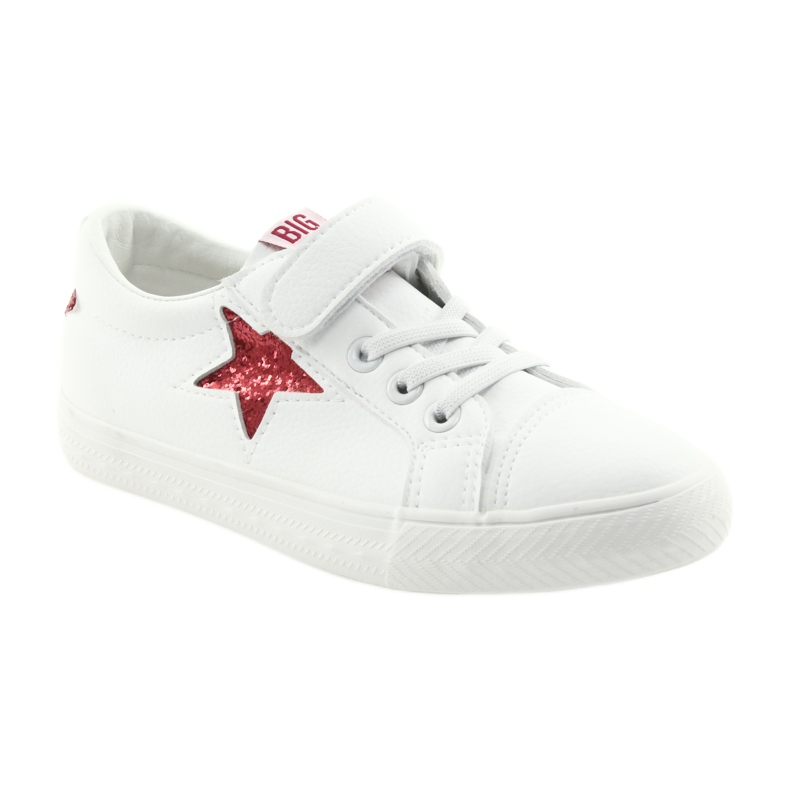 Big Star Tênis de velcro estrela grande 374102 branco vermelho 1