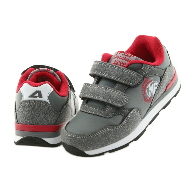 American Club Sapatos esportivos com palmilha de couro BS08 americano cinza vermelho 4