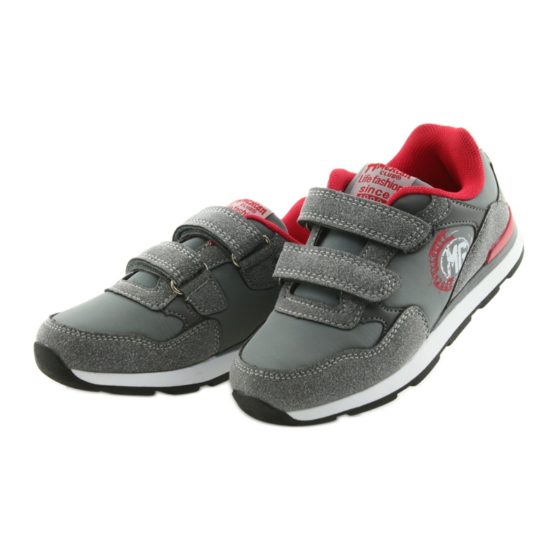 American Club Sapatos esportivos com palmilha de couro BS08 americano cinza vermelho 3