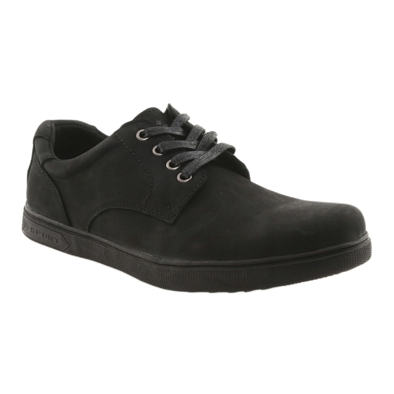 American Club Black -Cicle sapatos de couro masculinos preto 1