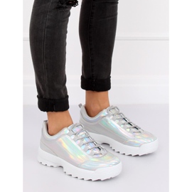 Sapatos esportivos holográficos prateados 82017 Silver cinza 1