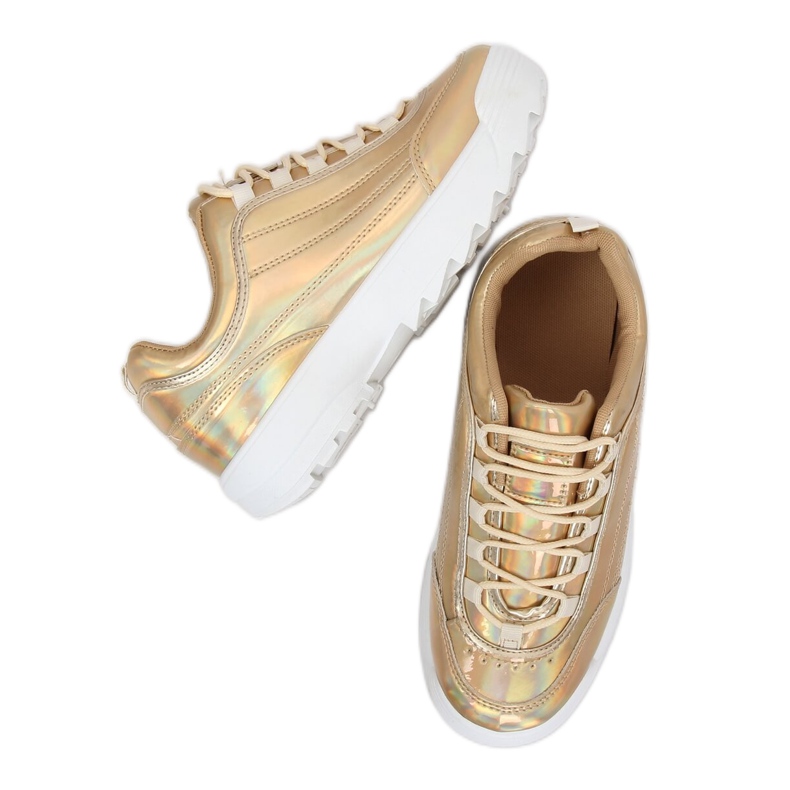 Sapatos esportivos holográficos dourados 82017 Gold 1