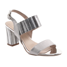 Sandálias femininas na Gamis 3390 post silver cinza 1