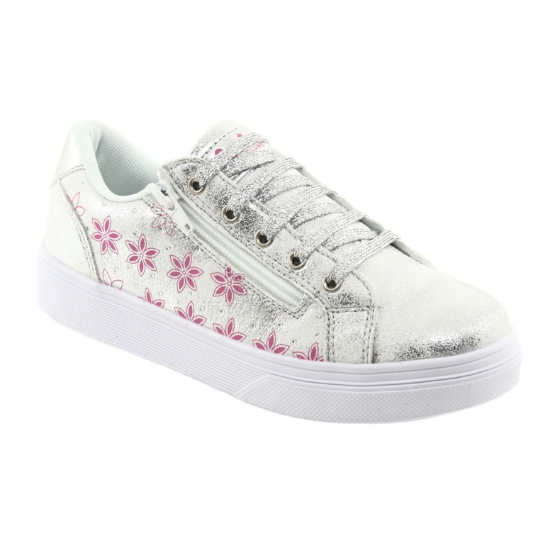 Controle deslizante prateado do American Club ES13 feminino esportivo branco cinza rosa 1