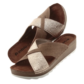 Chinelos KOMFORT INBLU GX006 marrom / dourado bege 5