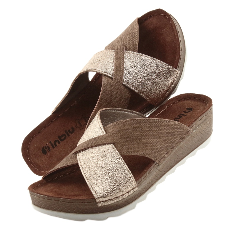 Chinelos KOMFORT INBLU GX006 marrom / dourado bege 5