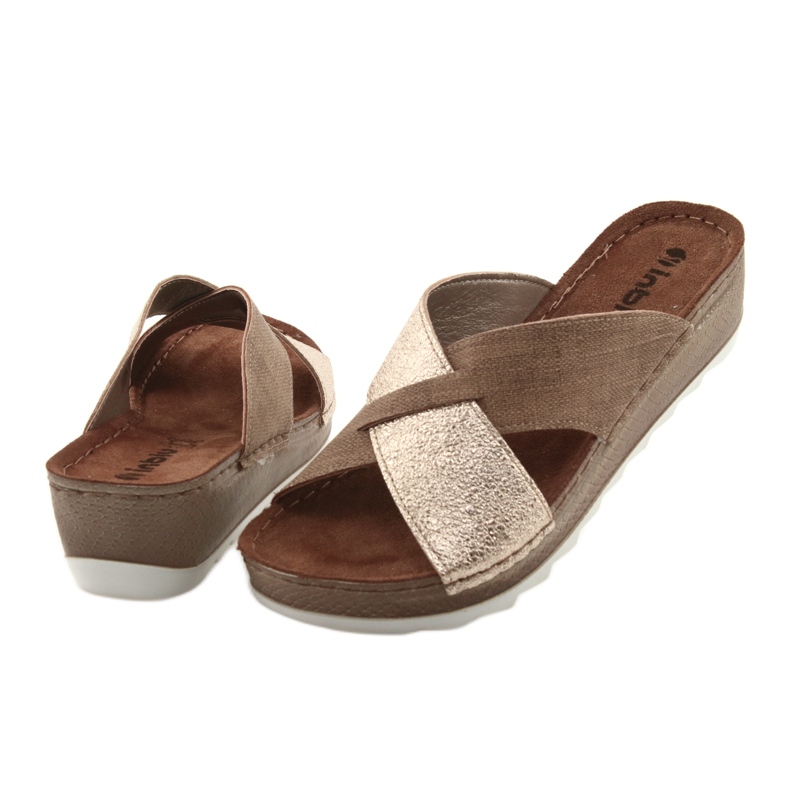 Chinelos KOMFORT INBLU GX006 marrom / dourado bege 4