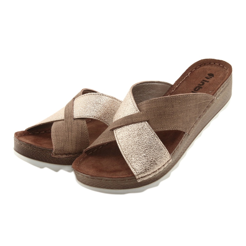 Chinelos KOMFORT INBLU GX006 marrom / dourado bege 3