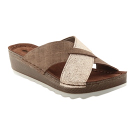 Chinelos KOMFORT INBLU GX006 marrom / dourado bege 1