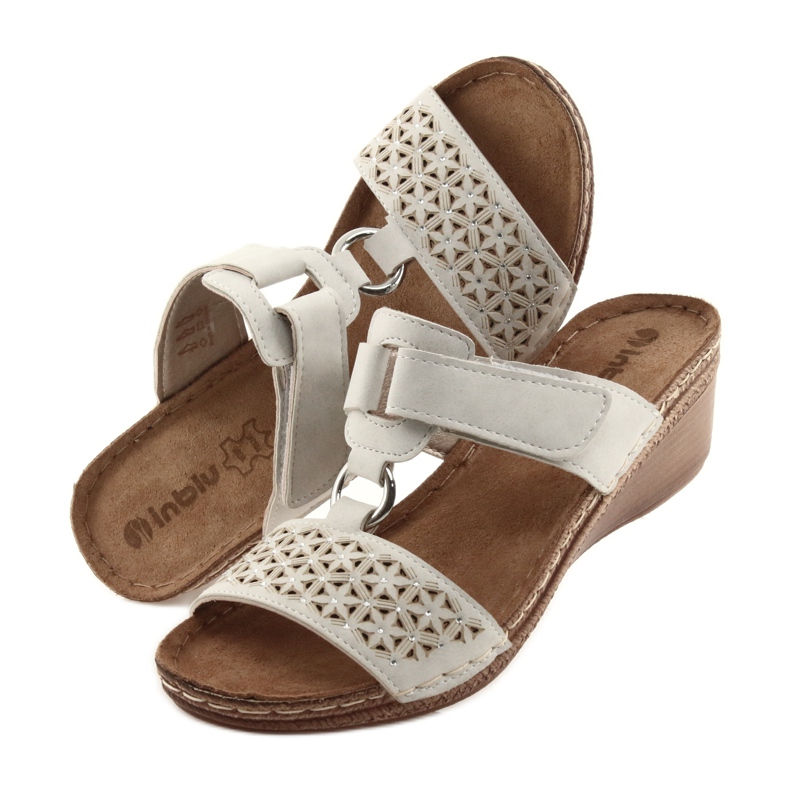 Chinelos de velcro de lantejoulas bege Inblu NA03 5