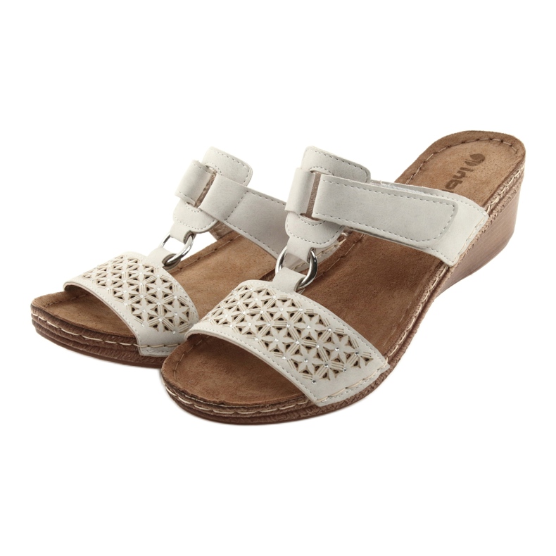 Chinelos de velcro de lantejoulas bege Inblu NA03 3