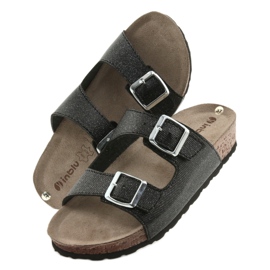 Chinelos femininos pretos Inblu NM013 pretos com partículas de prata 5