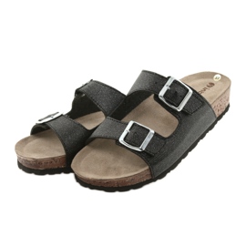 Chinelos femininos pretos Inblu NM013 pretos com partículas de prata 3