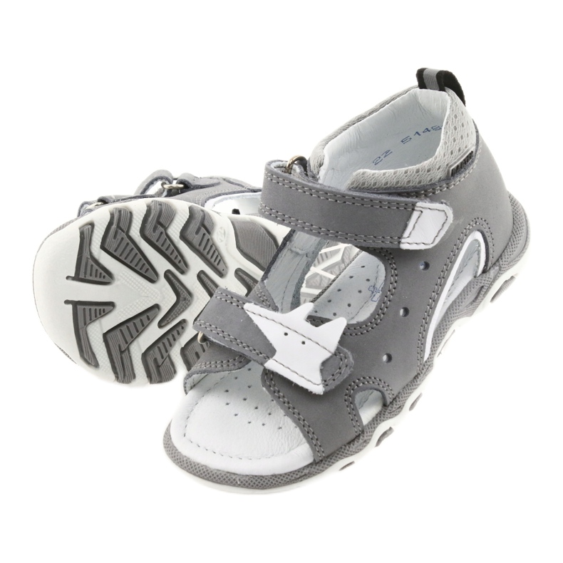 Nabos masculinos Sandals Bartek 51489 cinza branco 5
