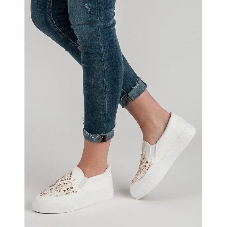 J. Star Slipons brancos com strass 2