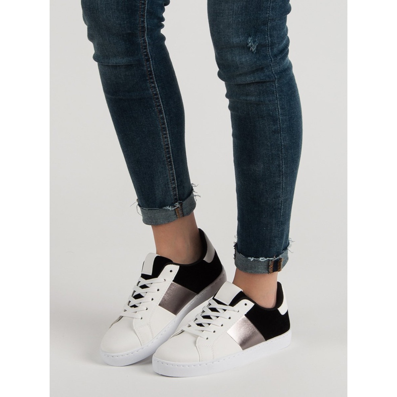 Calçados esportivos confortáveis branco preto 1