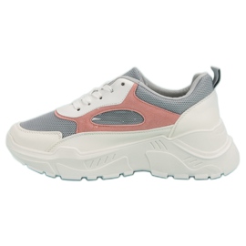 Tênis na plataforma branco cinza rosa 1