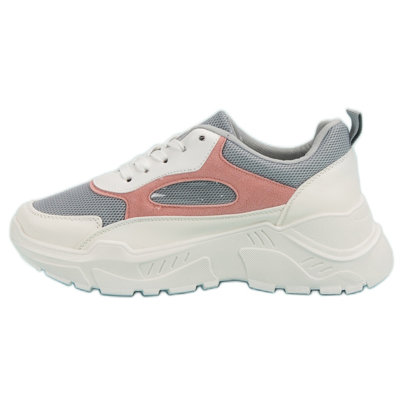 Tênis na plataforma branco cinza rosa 1