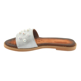 M.Daszyński Flip -flops femininos 1837 decorado com pérolas cinza 2