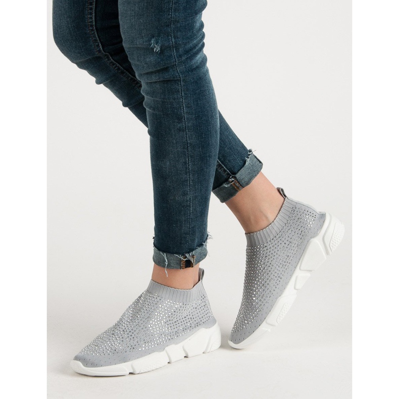Calçados esportivos têxteis com cristais cinza 1