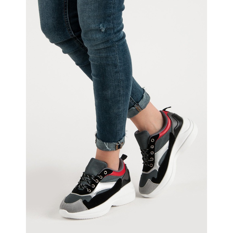 Calçado elegante na plataforma cinza multicolorido 2