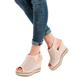 Nio Nio Sandálias de cunha embutidas rosa 1