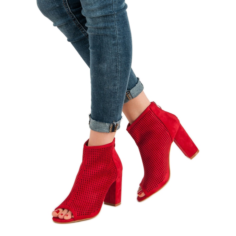 Nio Nio Botas Openwork Open Toe vermelho 2